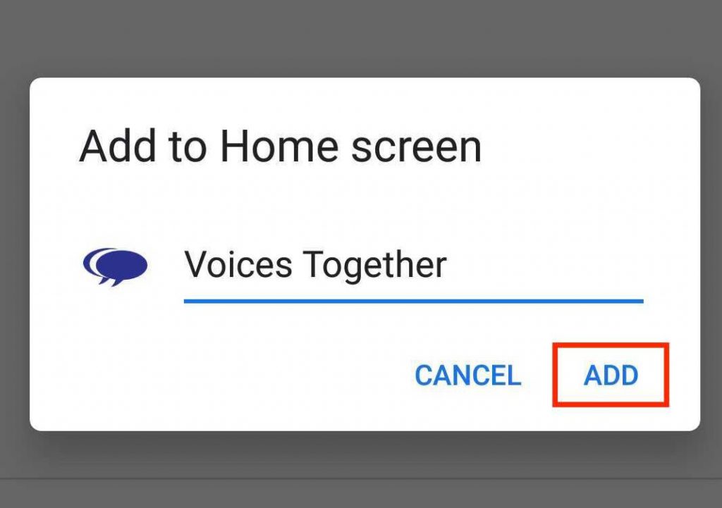 How to add Voices Together to your phone - step 3