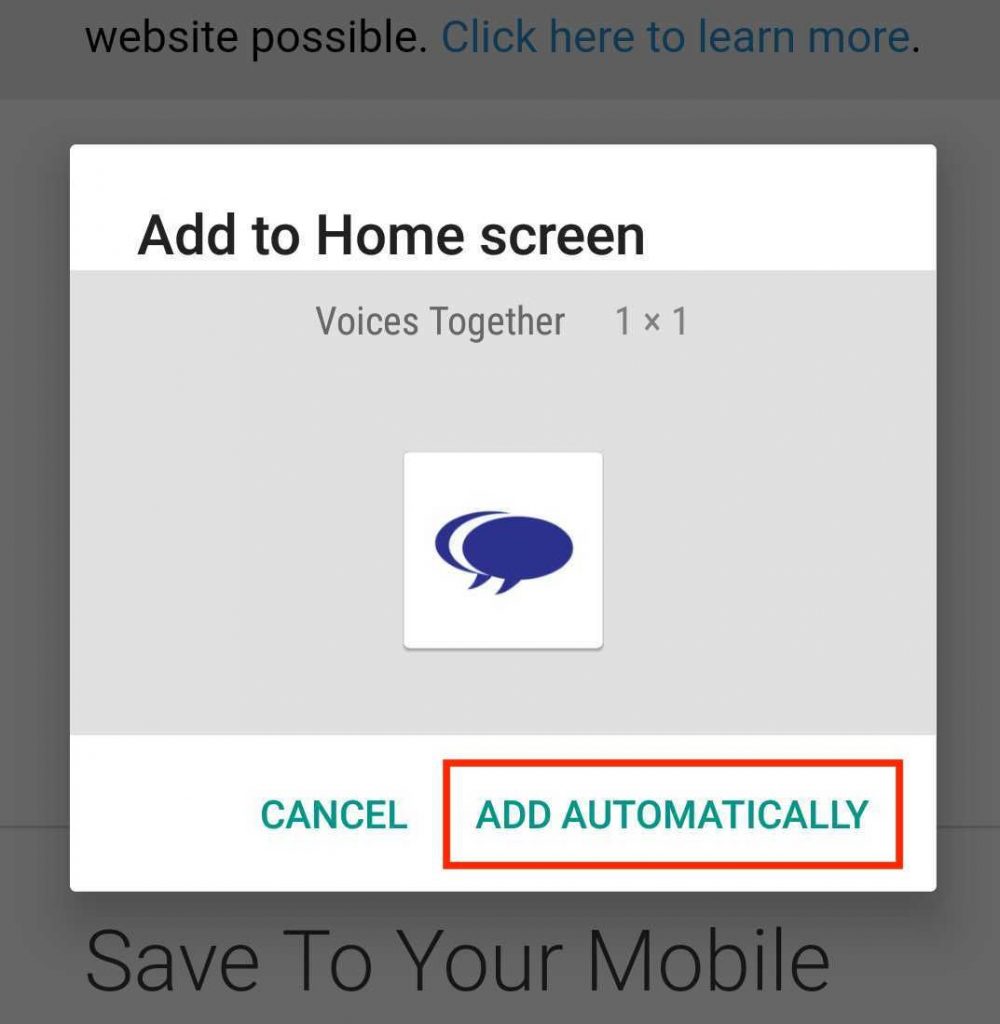 How to add Voices Together to your phone - step 4