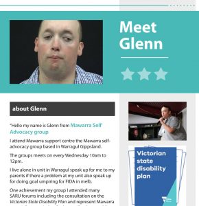 Button for Self advocacy resources - our stories - Glenn